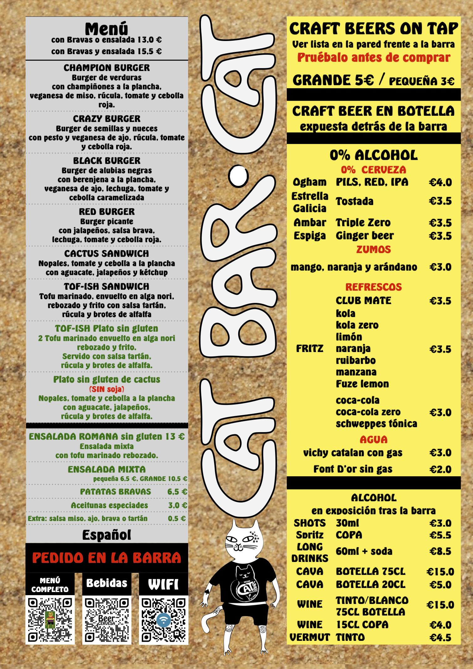 Spanish print menu
